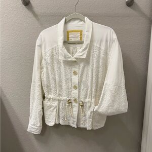Anthropologie White Jacket with Embroidery M